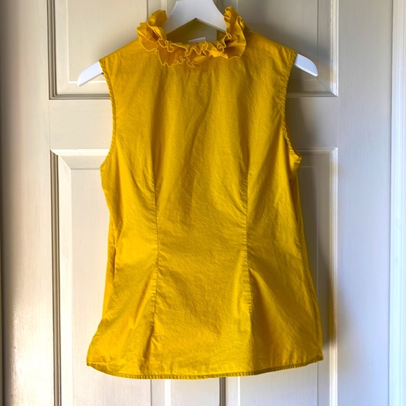 Merona ruffle collar sleeveless tank side zip golden yellow - Picture 3 of 6